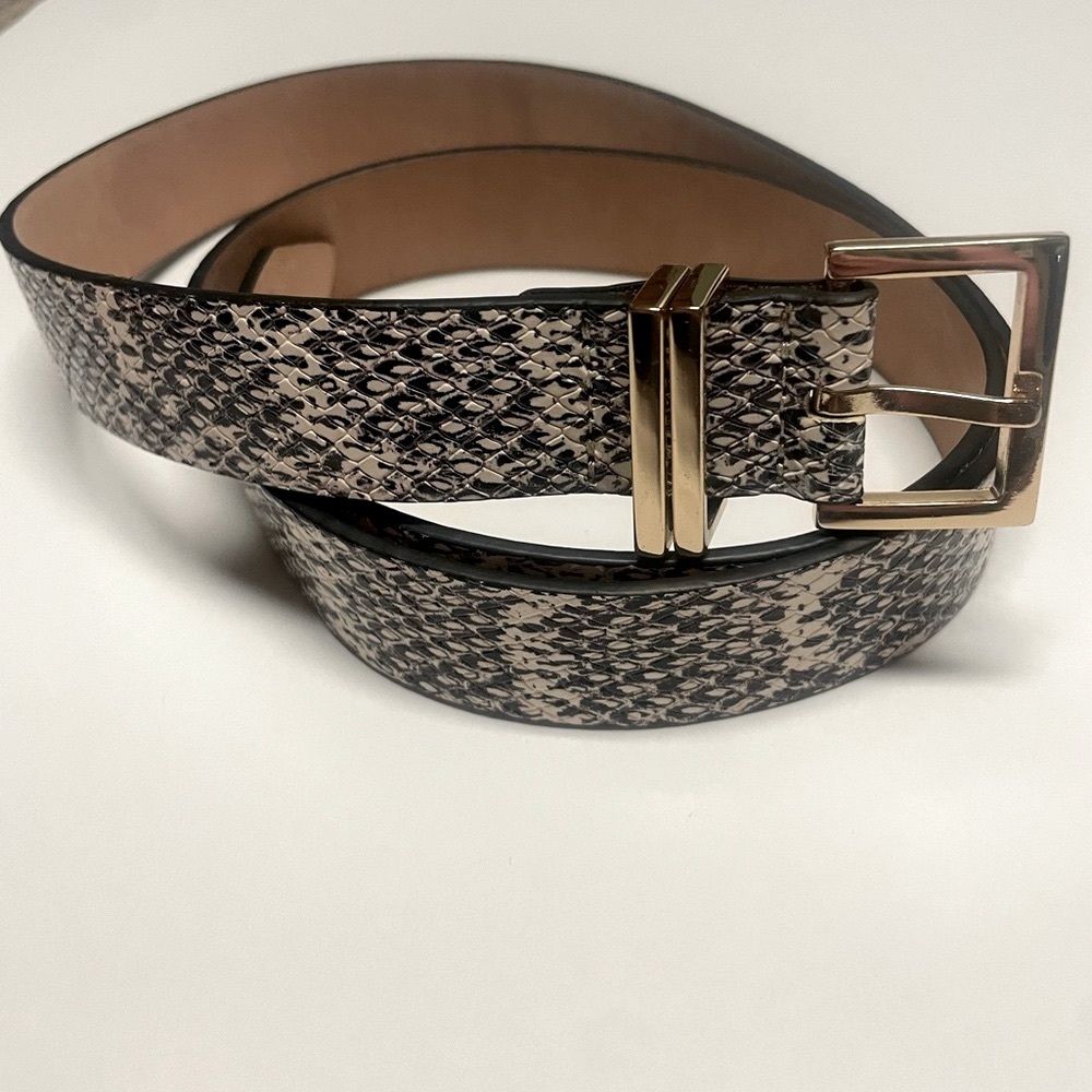 Ann Taylor Cream and Black Belt with Classic Design